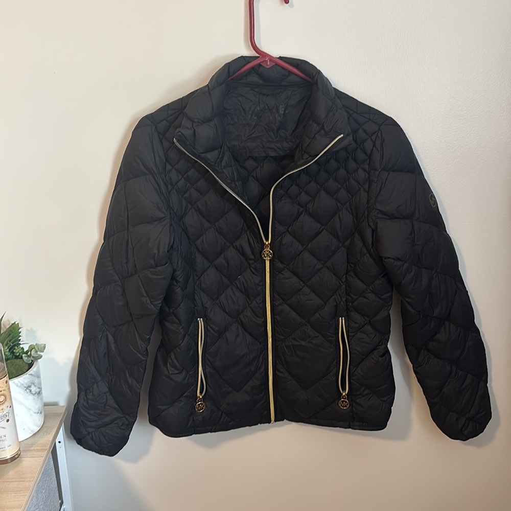 Micheal Kors Black Puffer Jacket with Down Filler - Size Medium